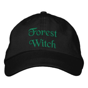 Pretty Forest Witch Quote Green Black Embroidered Hat