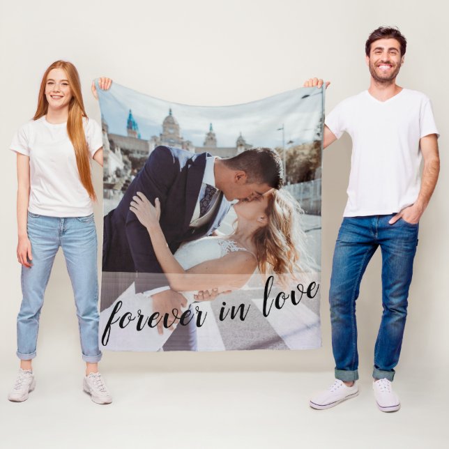 Pretty Forever In Love Valentine's Day Black Photo Fleece Blanket (In Situ)