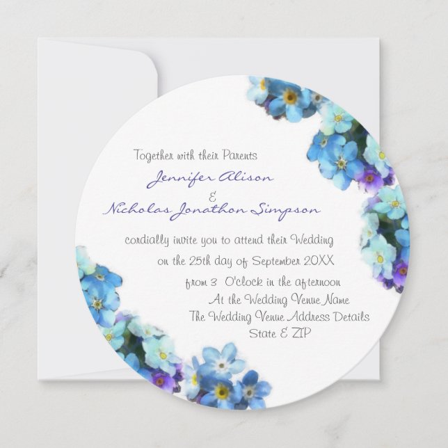 Pretty Forget Me Not Flowers Wedding Invitation (Front)