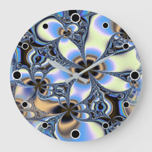 Pretty Fractal Floral in pastel shades Large Clock