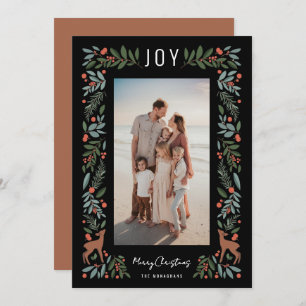 Pretty Frame Little Deer   Black   Vertical Photo  Holiday Card