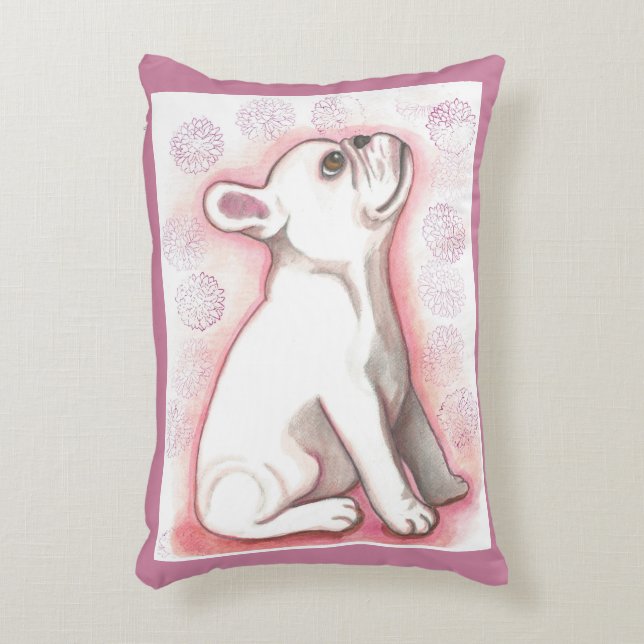Pretty French Bulldog pup accent pillow (Front(Vertical))