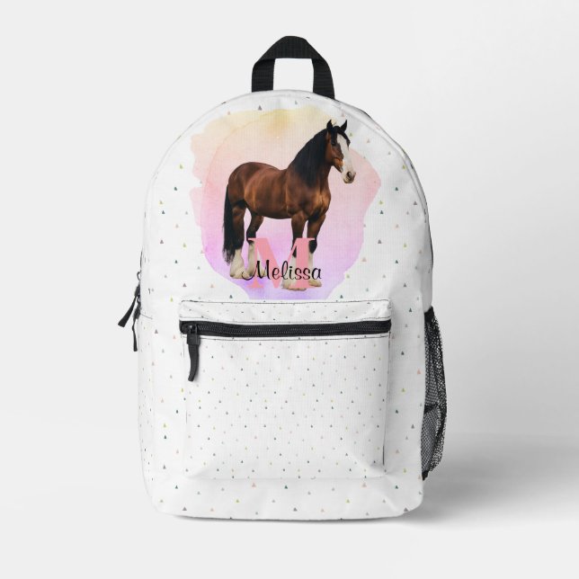 Pretty French Bulldog Puppy Animal Pink Monogram  Printed Backpack (Front)