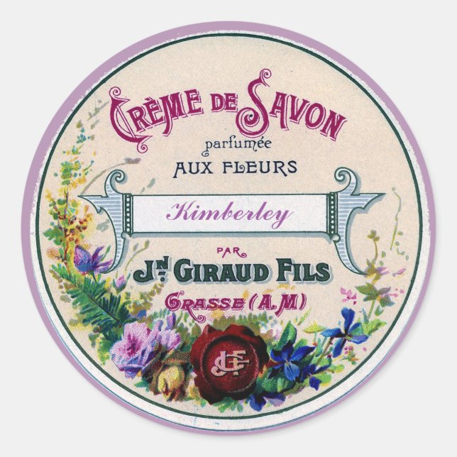 Pretty French Vintage Savon Label Custom Purple (Front)