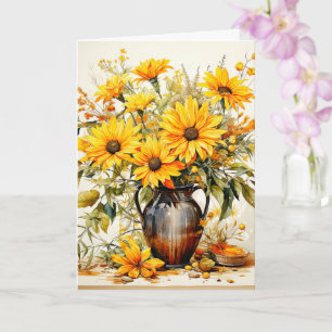 Pretty Freshly Picked Flower Illustration Card