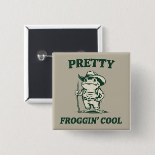Pretty Froggin Cool Frog Toad Meme Lovers Vintage  15 Cm Square Badge