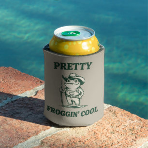Pretty Froggin Cool Frog Toad Meme Lovers Vintage  Can Cooler