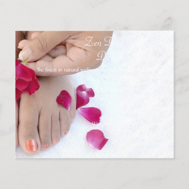 Pretty Fuchsia Pink Rose Pedicure Salon Flyer (Front)