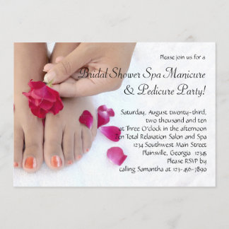 Pretty Fuchsia Pink Rose Pedicure Salon Invitation