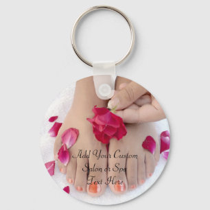 Pretty Fuchsia Pink Rose Pedicure Salon Key Ring