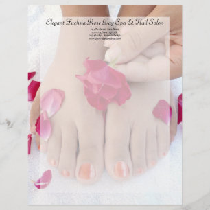 Pretty Fuchsia Pink Rose Pedicure Salon Personalized Letterhead