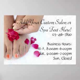 Pretty Fuchsia Pink Rose Pedicure Salon Poster