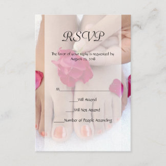 Pretty Fuchsia Pink Rose Pedicure Salon RSVP Card
