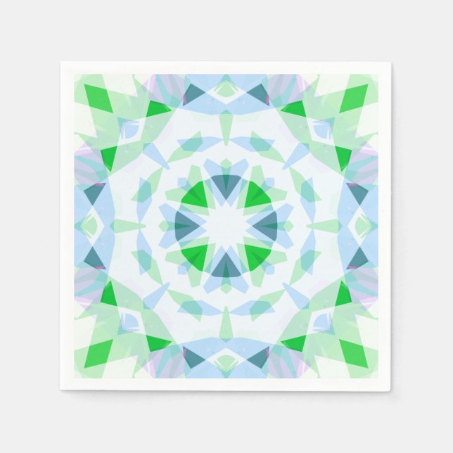 Pretty Fun Boy’s Blue Green Birthday Magic Star Napkin (Front)