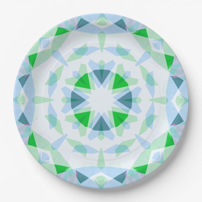 Pretty Fun Boy’s Blue Green Birthday Magic Star Paper Plate (Front)