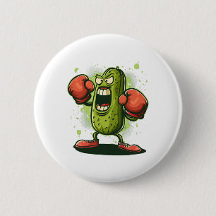 Pretty Funny Pickle Outfit With Boxing Gloves 6 Cm Round Badge