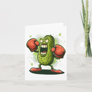 Pretty Funny Pickle Outfit With Boxing Gloves Card