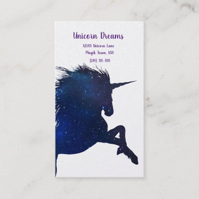 Pretty Galaxy Unicorn Business Card (Front)