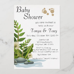 Pretty Garden Baby Shower Foil Invitation