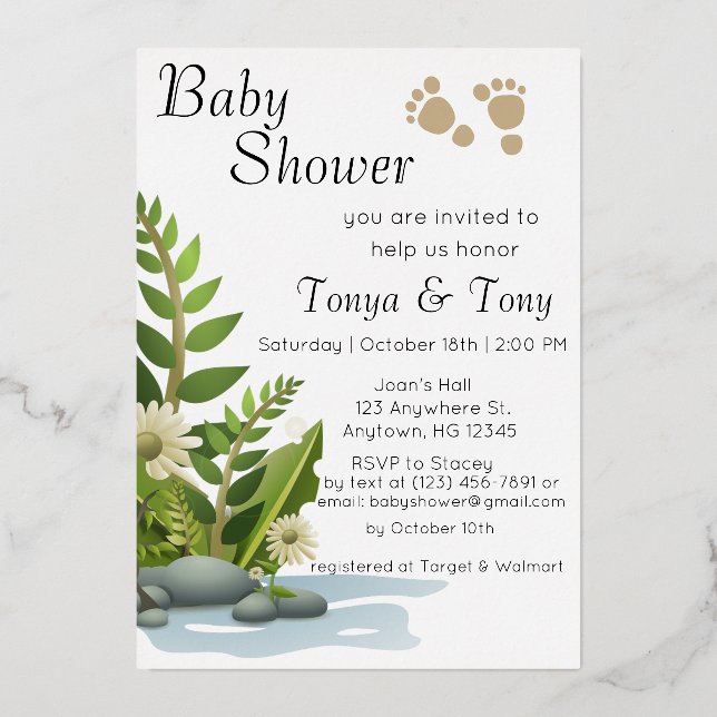 Pretty Garden Baby Shower Foil Invitation (Front)