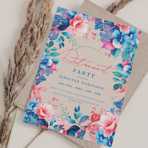 Pretty Garden Floral Retirement Party Champagne  Invitation