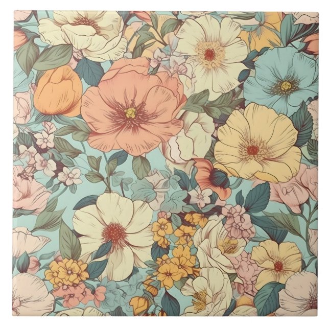 Pretty Garden Floral Tile (Front)