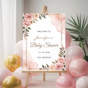 Pretty Garden Flowers Baby Shower Welcome  Poster