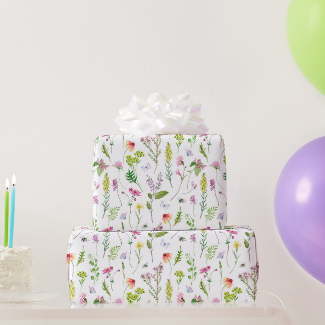 Pretty Garden Flowers  Floral Botanical Art Wrapping Paper (Party Gifts)