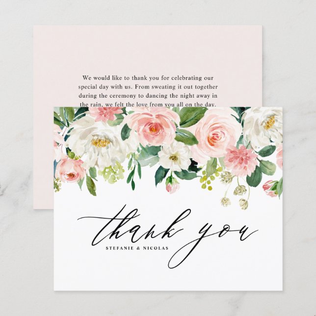 Pretty Garden Flowers Wedding Thank You Card (Front/Back)
