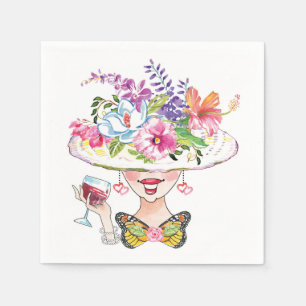 Pretty Garden Party Lady & Butterfly Paper Napkin