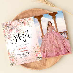 Pretty Garden Wildflowers Watercolor Sweet 16 Invitation