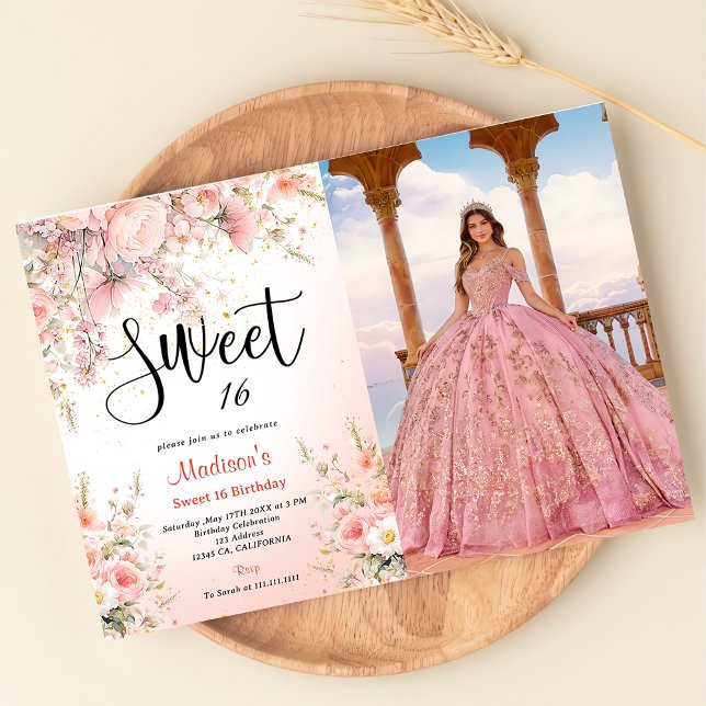 Pretty Garden Wildflowers Watercolor Sweet 16  Invitation (Creator Uploaded)