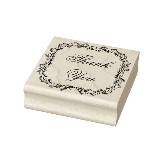Pretty Garden Wreath Thank You Rubber Stamp (Stamp)