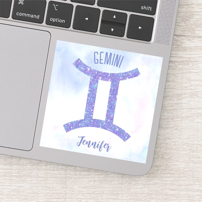 Pretty Gemini Astrology Sign Personalised Laptop (Detail)