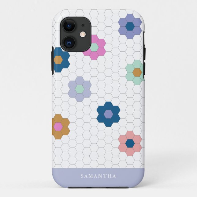 Pretty Geometric Hexagon Flowers in Lilac Case-Mate iPhone Case (Back)