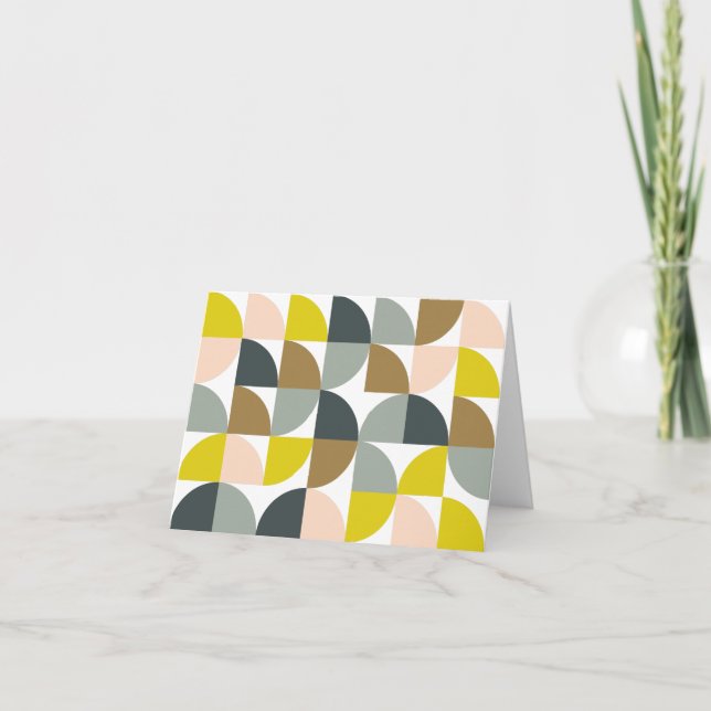 Pretty Geometric Shapes Pattern in Soft Colours Note Card (Front)