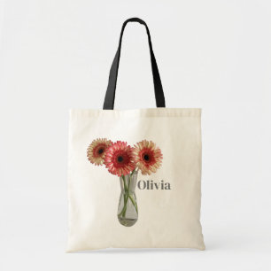 Pretty Gerbera Daisy Flowers In A Vase Photograph Tote Bag