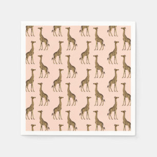 Pretty Giraffes Pink Napkin