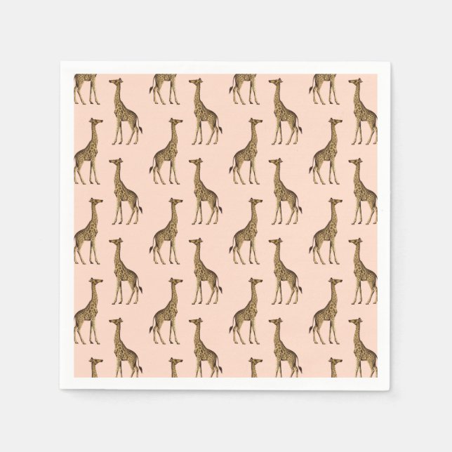 Pretty Giraffes Pink Napkin (Front)