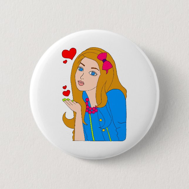 Pretty girl 6 cm round badge (Front)