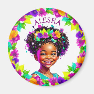 Pretty Girl African-American Girl Personalised Magnet