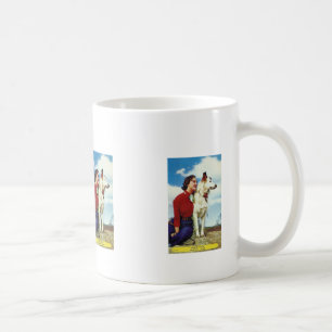 pretty girl and dog iowa casino cafe advetisment coffee mug