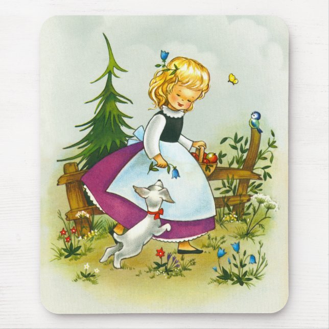 Pretty girl and dog mouse mat (Front)