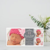 Pretty Girl Baby 3 Photo Monogram Announcement (Standing Front)