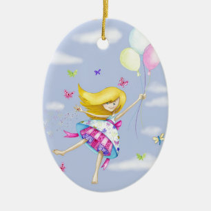Pretty Girl Balloon Fairy Flight of Fancy Gifts Ceramic Tree Decoration