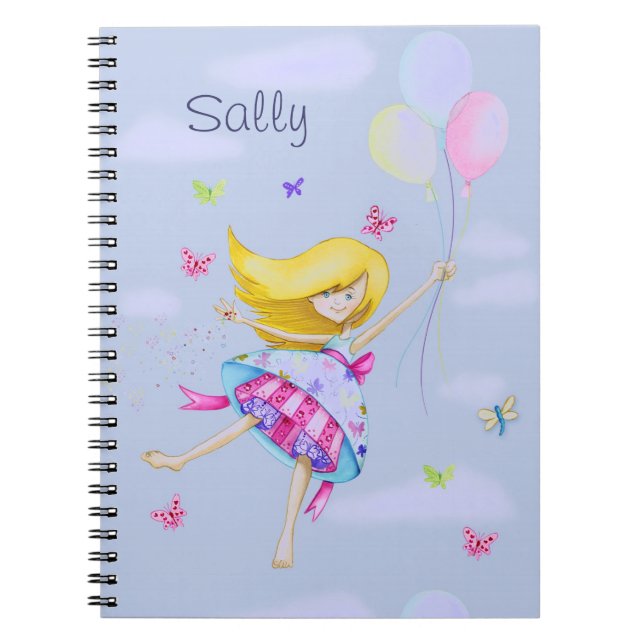 Pretty Girl Balloon Fairy Flight of Fancy Gifts Notebook (Front)