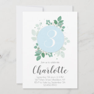 Pretty Girl Birthday Floral laurel Invitation