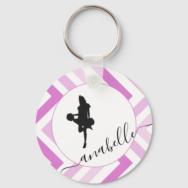 Pretty Girl Cheerleader Pink Girly Cheer Theme Key Ring (Front)