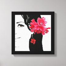 Pretty girl face fashion illustration floral