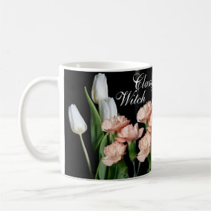 Pretty girl face fashion illustration floral trend coffee mug